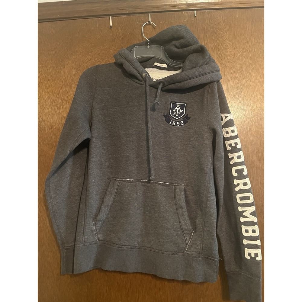 Y2K Abercrombie & Fitch Hoodie Men's Gray Heavy Thick Spellout Muscle